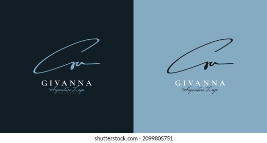 G and A Initial Logo Design in Minimalist Handwriting Style. GA Signature Logo or Symbol for Wedding, Fashion, Jewelry, Boutique, Botanical, Floral and Business Identity
