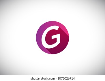 G Initial Logo designs with circle background. with long shadow.