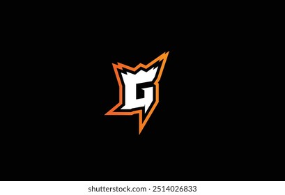 G Jogo do logotipo inicial com cores de gradiente amarelo alaranjado e coroa