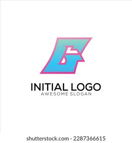 g diseño de color gradiente de logotipo inicial