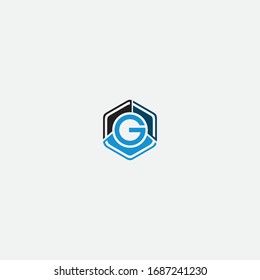 g initial logo hexagon  