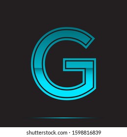 G Initial Logo Icon, Light Cyan Gradient Folded Simple Premium Modern, Vector Black Isolated Design.