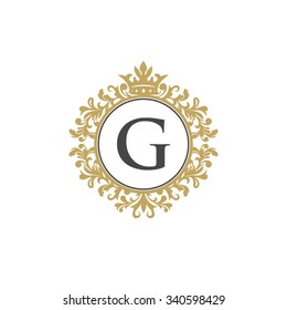 G initial logo. Luxury ornament crown logo.