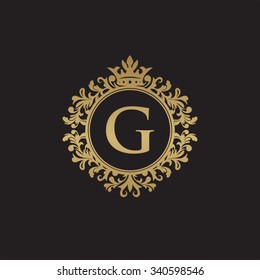 G initial logo. Luxury ornament crown logo.
