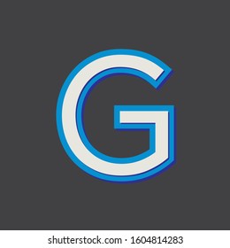 G initial text font logo icon vector design graphic minimal clean premium modern cyan blue light Outline