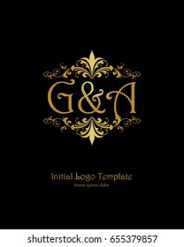 G & A initial wedding logo template vector