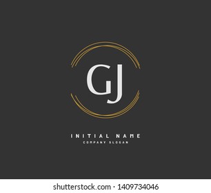 G J GJ Beauty vector initial logo, handwriting logo of initial wedding, fashion, jewerly, heraldic, boutique, floral and botanical with creative template for any company or business.