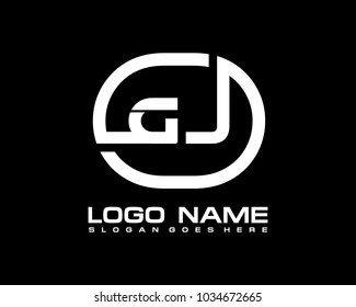 G J Initial circle logo template vector