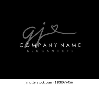 G J Initial handwriting logo vector