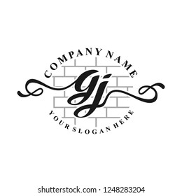 G J Initial handwriting logo vector