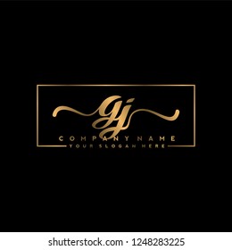 G J Initial handwriting logo vector
