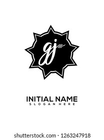 G J Initial Handwriting Logo Template Vector