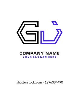 G J initial letter, modern logo design template vector
