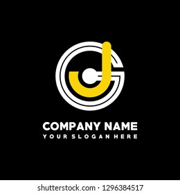 G J initial letter, modern logo design template vector