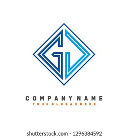 G J initial letter, modern logo design template vector