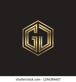 G J initial letter, modern logo design template vector