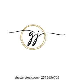 G J Initial Script Letter Beauty Logo Template