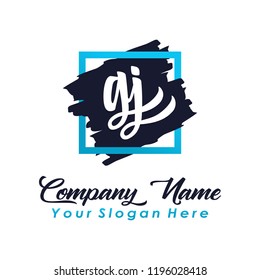 G J initial square logo template vector
