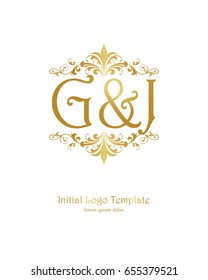 G & J initial wedding logo template vector
