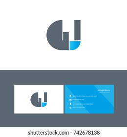 G J joint bold letter logo design vector with business card template
