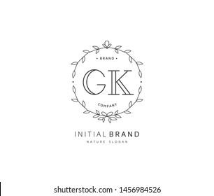 G K GK Beauty vector initial logo, handwriting logo of initial signature, wedding, fashion, jewerly, boutique, floral and botanical with creative template for any company or business.