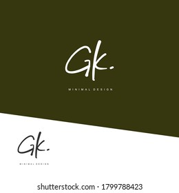 G K GK Initial handwriting or handwritten logo for identity. Logo with signature and hand drawn style.