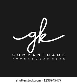 G K Initial handwriting logo vector