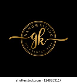 G K Initial handwriting logo vector