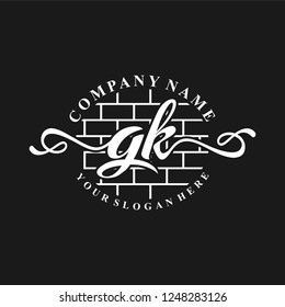 G K Initial handwriting logo vector