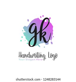 G K Initial handwriting logo vector