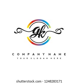G K Initial handwriting logo vector