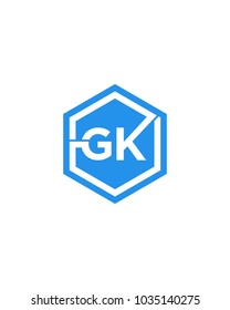 G K initial hexagon letter logo template vector
