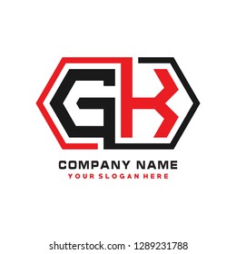 G K initial letter, modern logo design template vector 