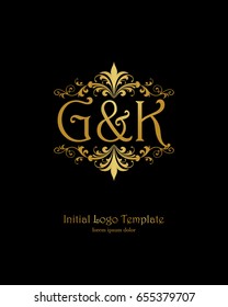 G & K initial wedding logo template vector