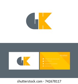 G K joint bold letter logo design vector with business card template