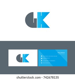 G K joint bold letter logo design vector with business card template