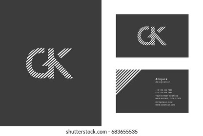 G K  line logo joint letter design with business card template