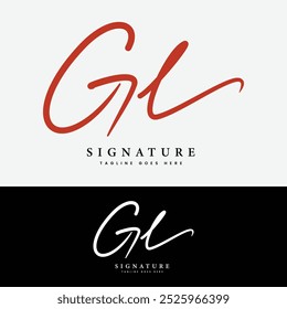 G, L, GL Logotipo inicial da letra. Logotipo de assinatura manuscrita do GL do alfabeto