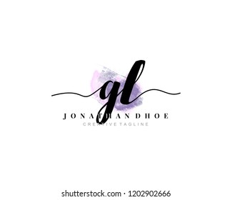 G L GL Initial watercolor logo on white background. Logo template vector