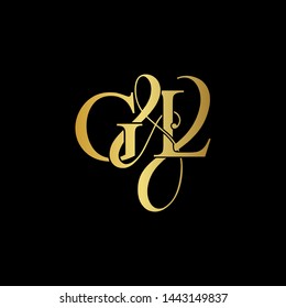 G & L / GL logo initial vector mark. Initial letter G and L GL logo luxury vector mark, gold color on black background.