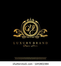 G & L / GL logo initial vector mark. Initial letter G and L GL logo luxury vector mark, gold color elegant classical symmetric curves decor.