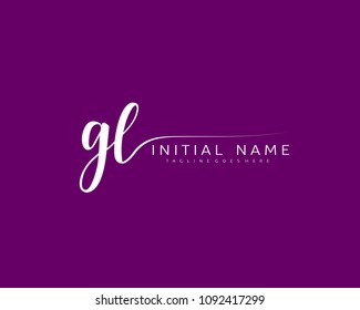 G L Initial handwriting logo vector. Hand lettering for designs.