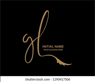 G L Initial Handwriting Logo Template