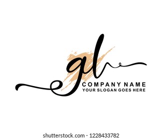 G L Initial Handwriting Logo Template