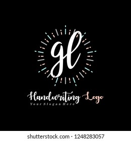 G L Initial handwriting logo vector