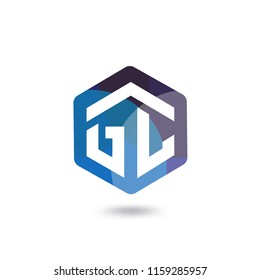 G L Initial letter hexagonal logo vector template