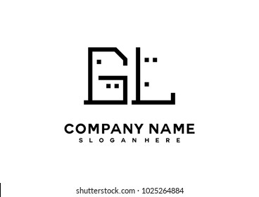 G L initial logo template vector