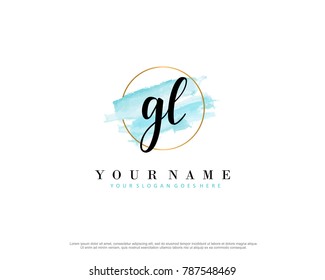 G L Initial water color logo template vector