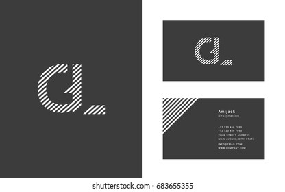 G L  line logo joint letter design with business card template