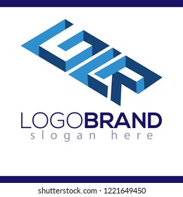 G L R Initial Letter three dimension Logo vector element